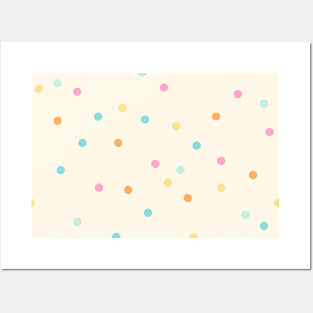 Colorful pastel dots over cream background Posters and Art